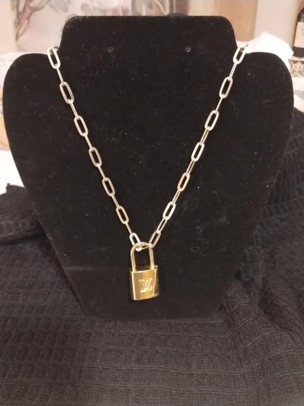 LOUIS VUITTON AUTHENTIC BRASS LOCK NECKLACE